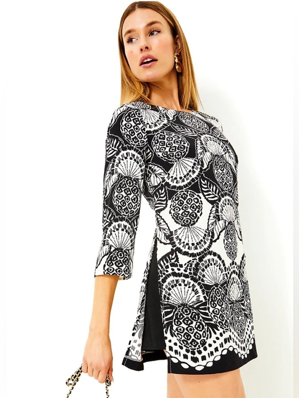 NWT Lilly Pulitzer Annwyn Shift Romper Size 16 Black & White Pineapple Princess